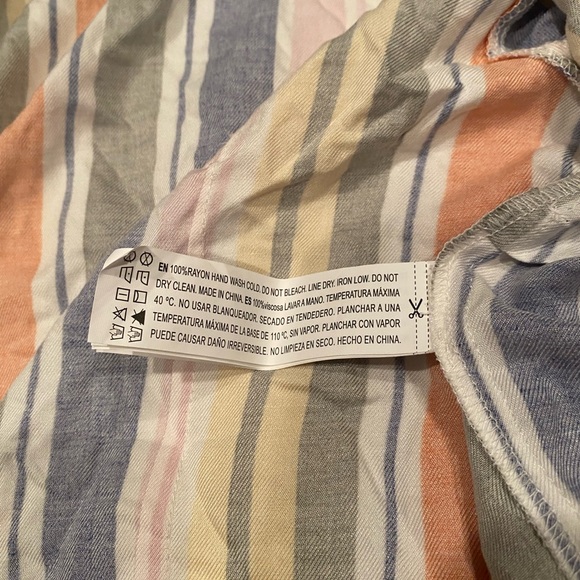 NWOT Forever 21 Colorful Striped Self Tie Button Down - Picture 7 of 7